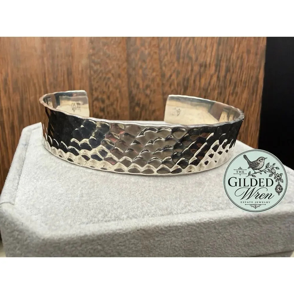 Silpada B0851 Sterling Silver Hammered Cuff Bracelet 925 Wide Textured 34.24g